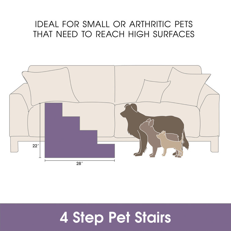 Khaki High-Density Foam 4-Step Pet Stairs