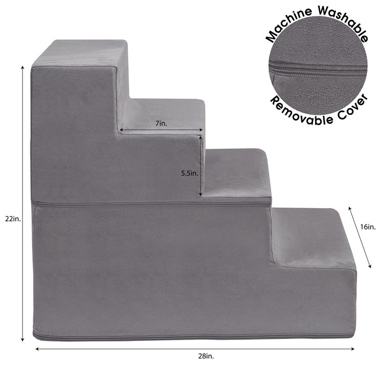 Khaki High-Density Foam 4-Step Pet Stairs