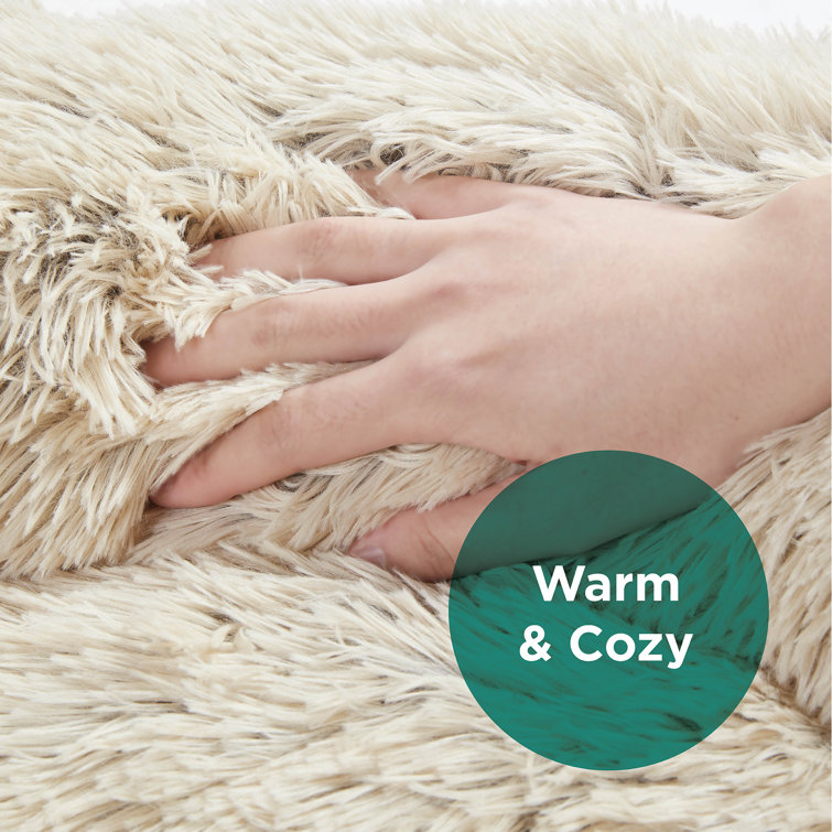 Small Tan Faux Fur Orthopedic Elevated Pet Bed
