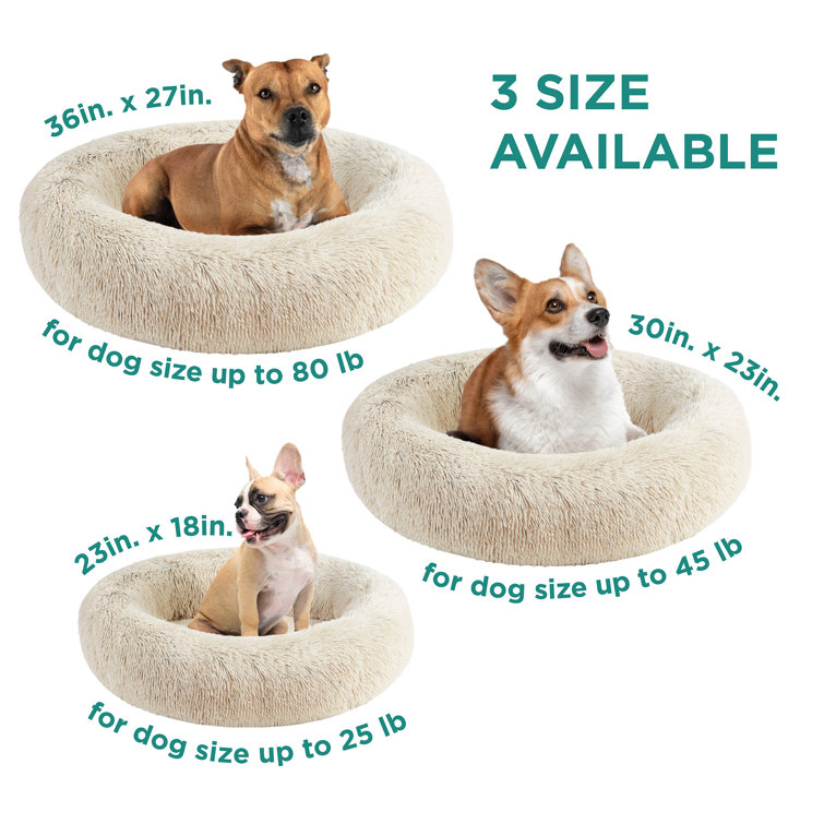 Small Tan Faux Fur Orthopedic Elevated Pet Bed