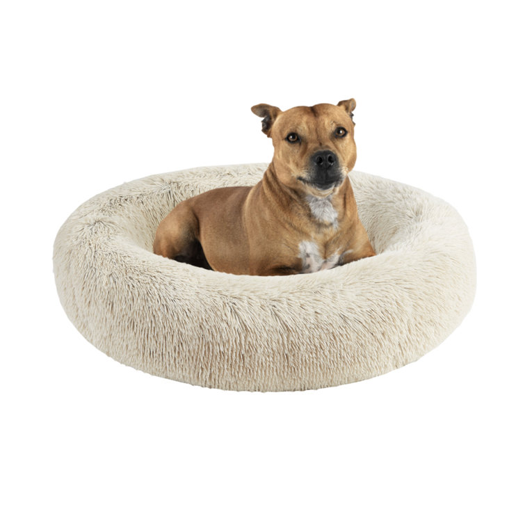 Large Tan Faux Fur Orthopedic Elevated Pet Bed