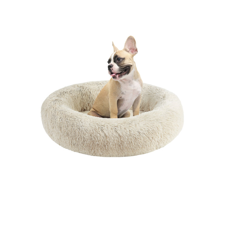 Small Tan Faux Fur Orthopedic Elevated Pet Bed