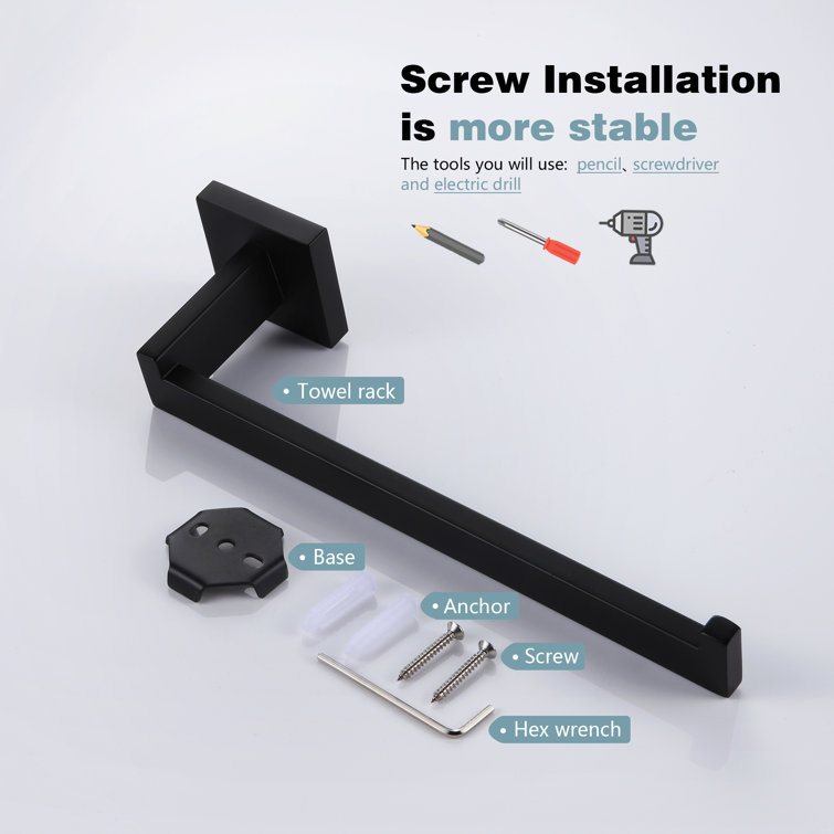 Matte Black Stainless Steel Wall Mounted Hand Towel Holder