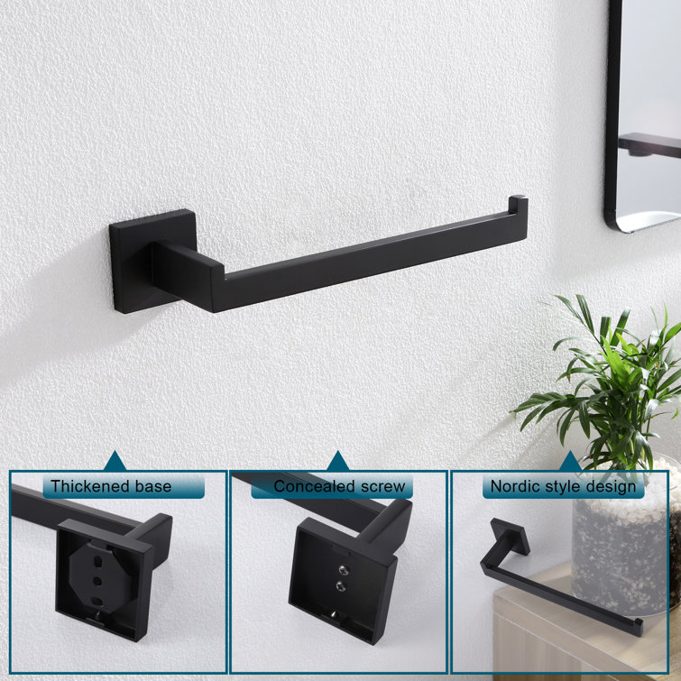 Matte Black Stainless Steel Wall Mounted Hand Towel Holder