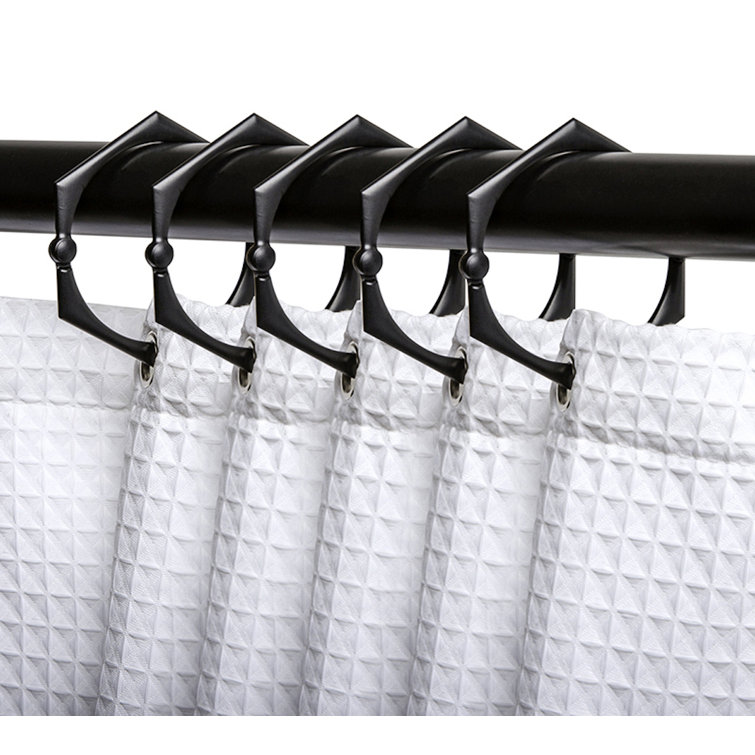 Matte Black Hexagonal Zinc Alloy Shower Curtain Hooks Set