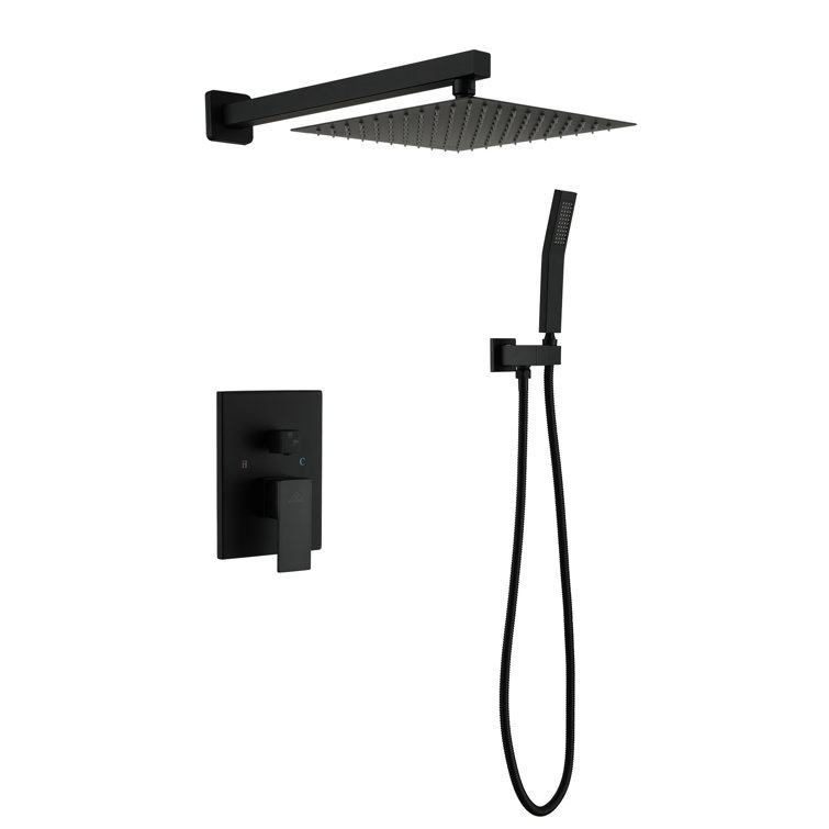 Matte Black Dual Function Square Rain Shower System