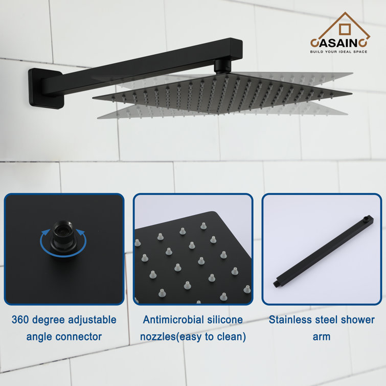 Matte Black Dual Function Square Rain Shower System