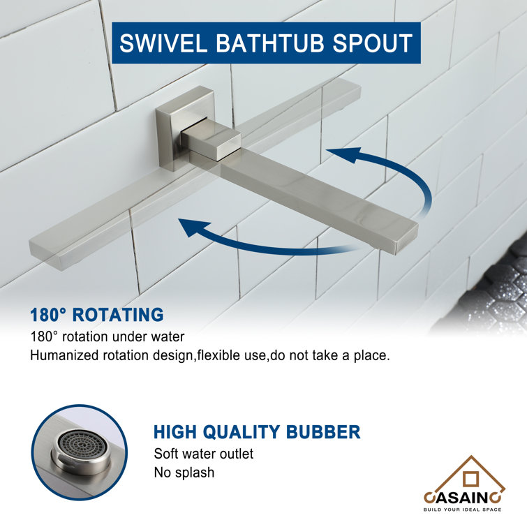 Brushed Nickel Multi-Head Square Wall Mounted Shower System