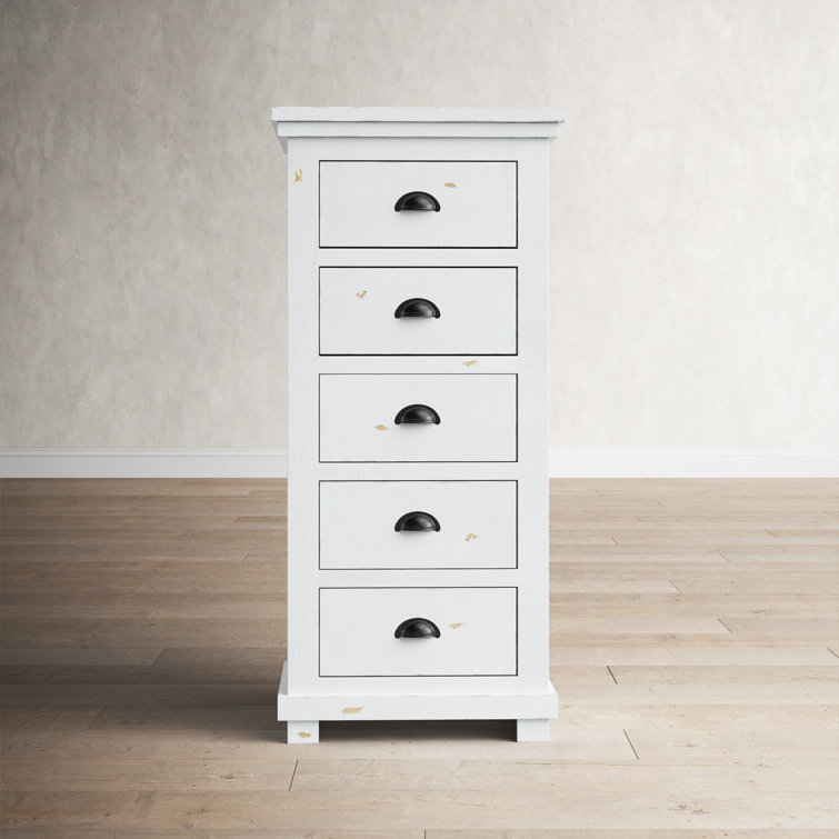 Distressed White Pine Farmhouse Lingerie Chest with Deep Drawers