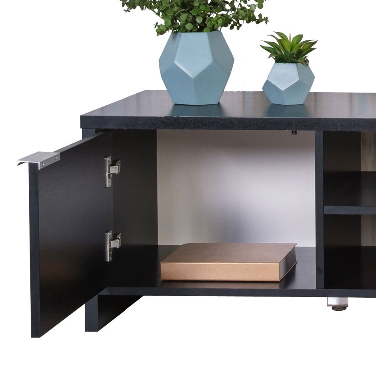 Modern Black Engineered Wood 71" Entertainment TV Stand