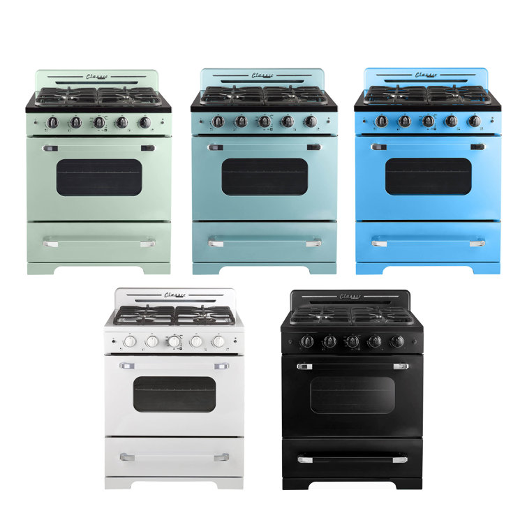 Summer Mint Green 30" Retro Freestanding Gas Range with Convection Oven