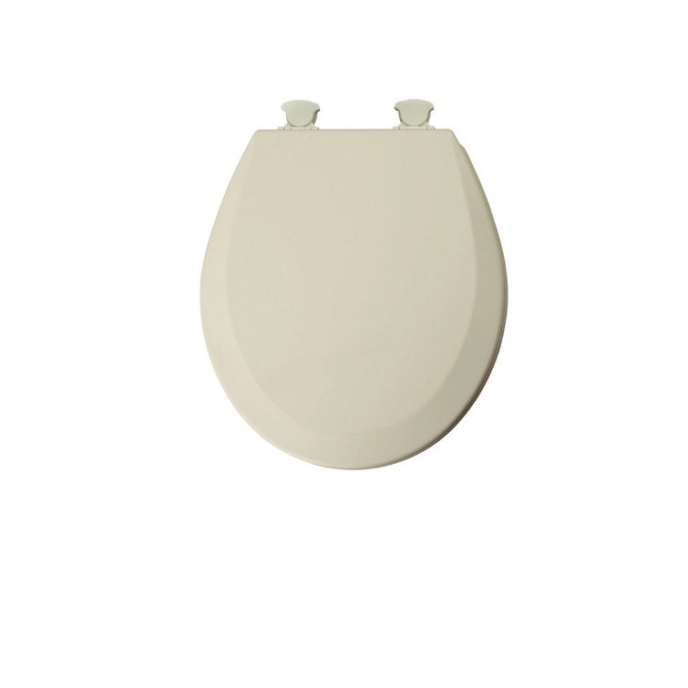 Bone Gloss Round Enameled Wood Toilet Seat with Lid