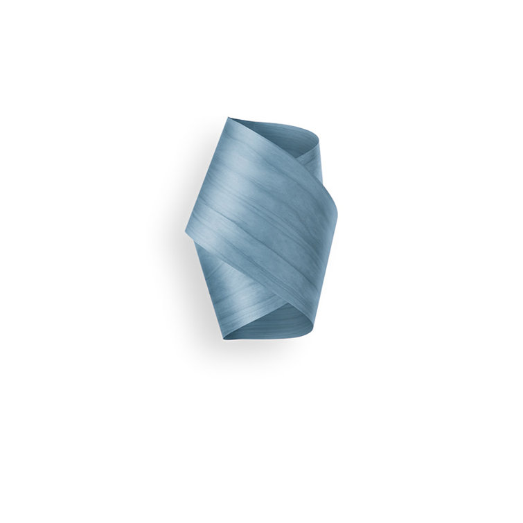 Ivory White Dimmable Wood Sconce with Sea Blue Shade