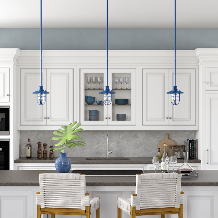 Bay Blue and Clear Glass Globe Pendant Light