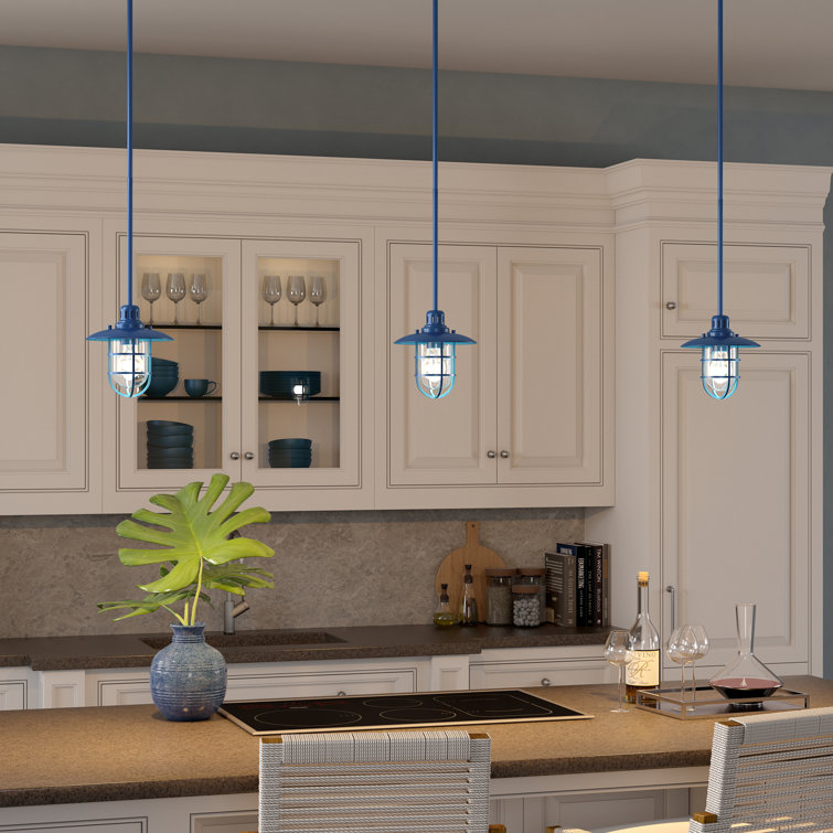 Bay Blue and Clear Glass Globe Pendant Light