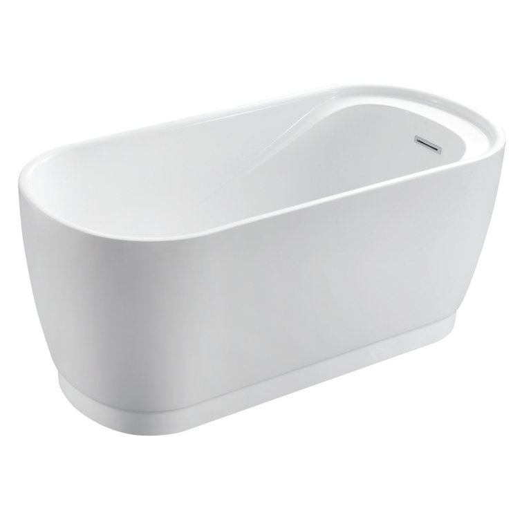 Glossy White Acrylic Freestanding Tub with Integrated Seat