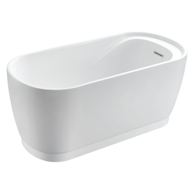 Aqua Eden 59-Inch Glossy White Acrylic Freestanding Tub with Integrated Seat