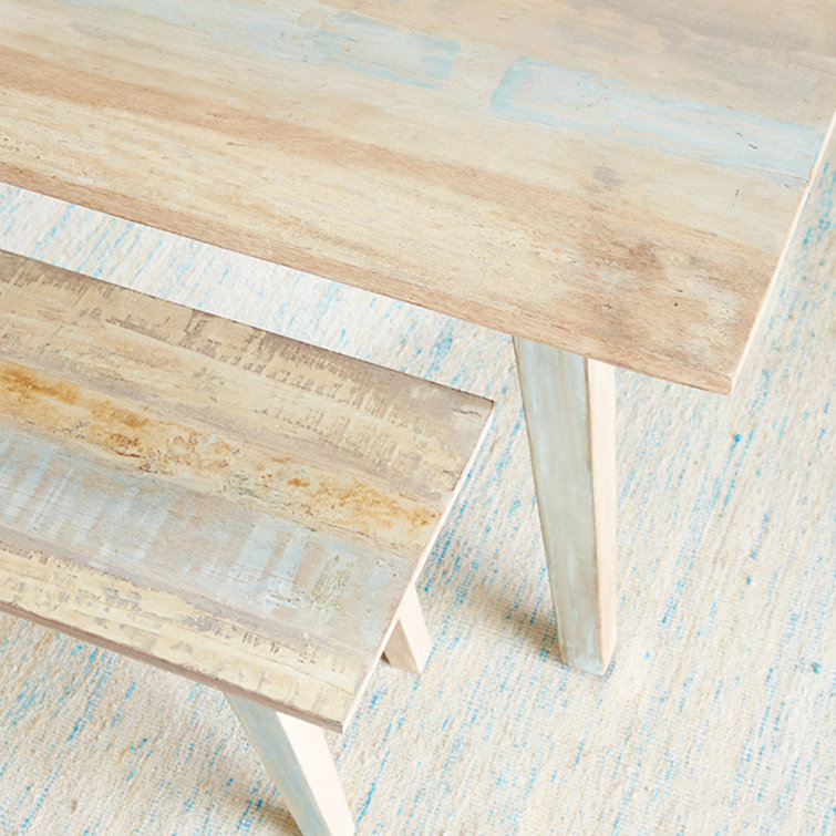 Cordoba Vintage Teal Reclaimed Teak Wood 2-Seater Dining Bench