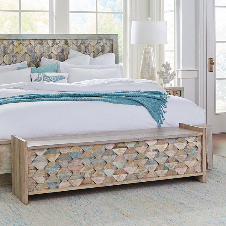 Cordoba Reclaimed Teak Wood Storage Bench with Geometric Design
