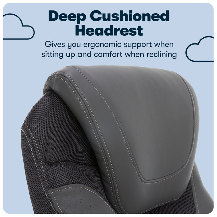 Gray Leather Executive Office Chair with Lumbar Support
