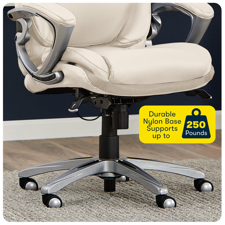Cream High Back Swivel Faux Leather Executive Chair with Metal Frame