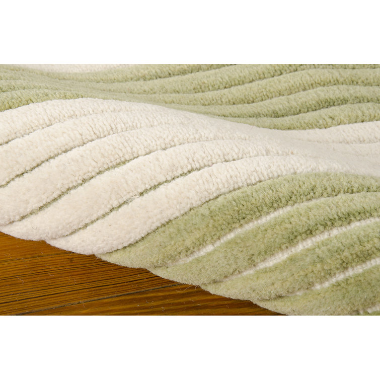 Sage Stripe Handmade Wool 8' x 10' Rustic Runner Rug
