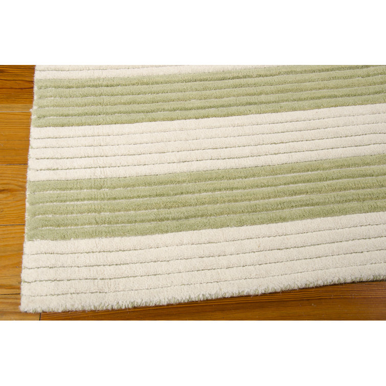 Sage Stripe Handmade Wool 8' x 10' Rustic Runner Rug