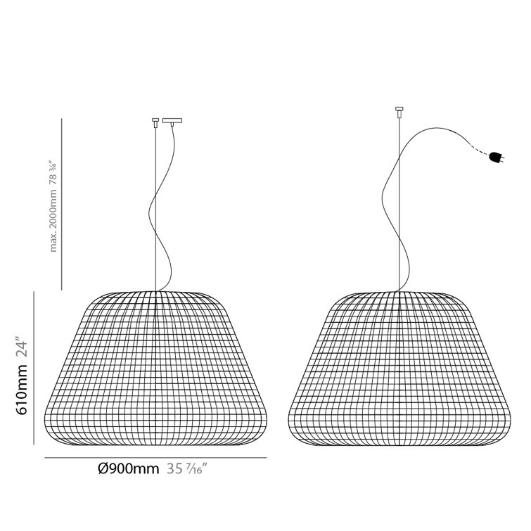 Ralph Hand-Woven Brown Synthetic Rattan 35" Outdoor Pendant Light