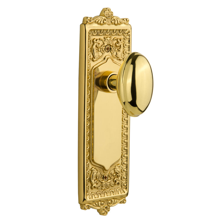 Polished Brass Egg & Dart Plate with Homestead Door Knob