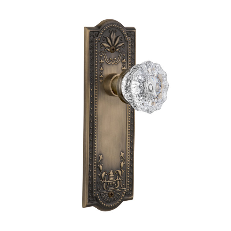 Antique Brass Plate with Crystal Glass Door Knob