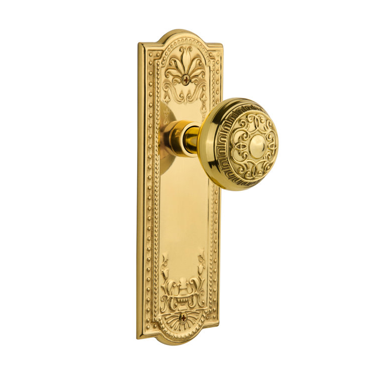 Unlacquered Brass Meadows Plate with Egg & Dart Door Knob
