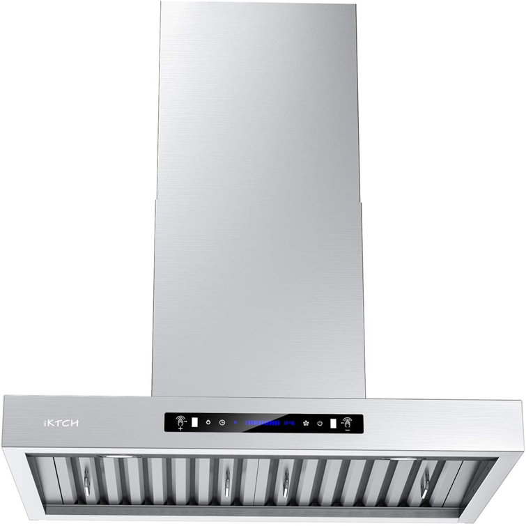 30-Inch Silver Stainless Steel Wall Mounted Range Hood with Charcoal Filter