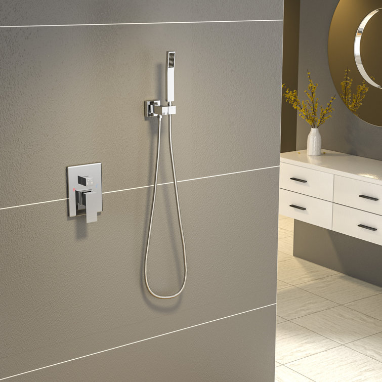Chrome 12" Ceiling Mounted Rain Shower System with Handheld Spray
