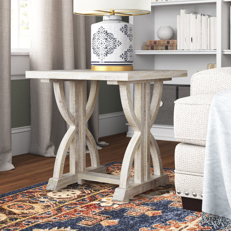 Ash Wood Chevron Patterned End Table