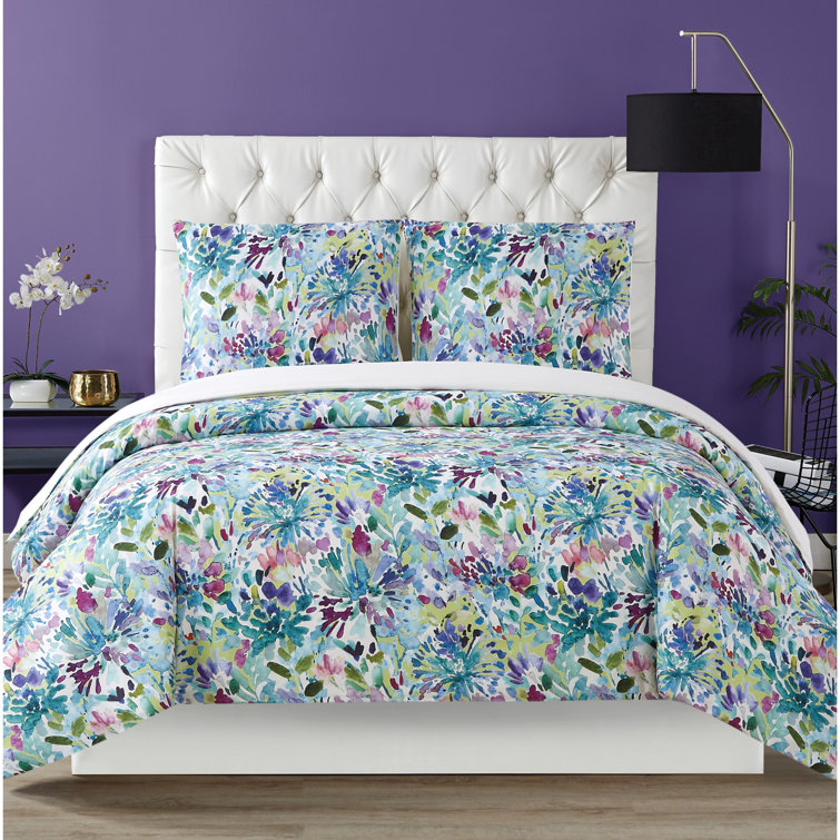 Full/Queen Multicolor Cotton Floral Duvet Cover Set