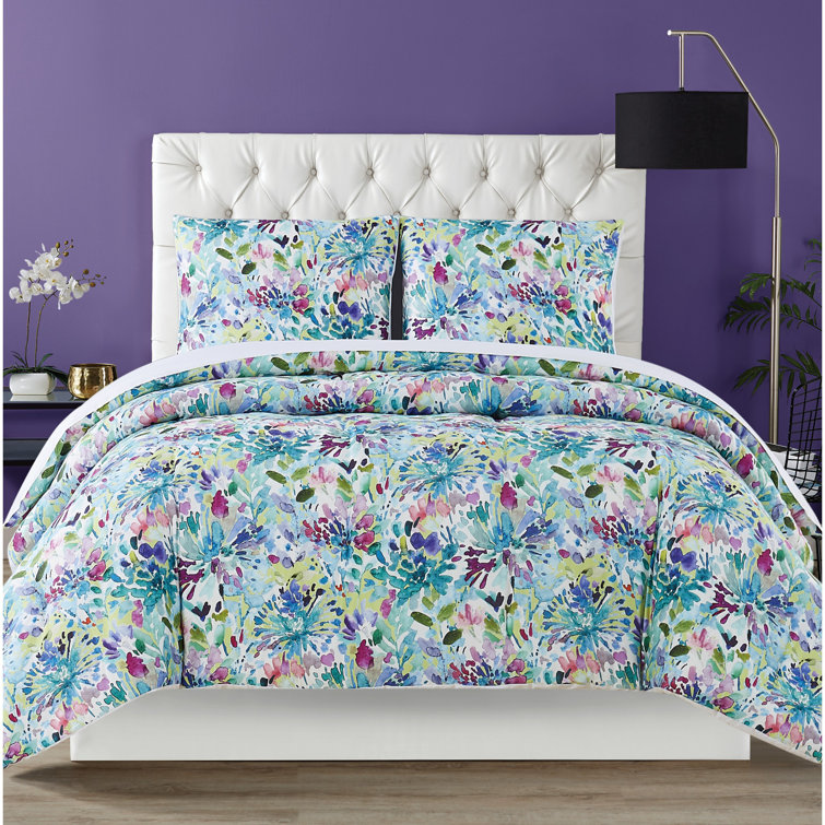 Full/Queen Multicolor Cotton Floral Duvet Cover Set
