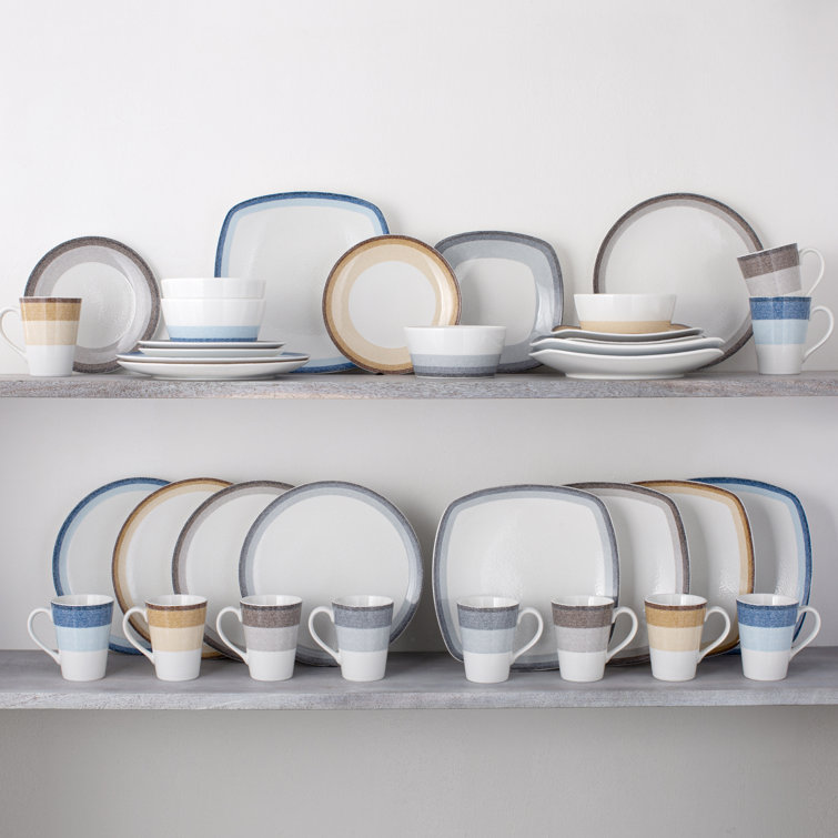 Canyon White Porcelain 4-Piece Textured Breakfast Set