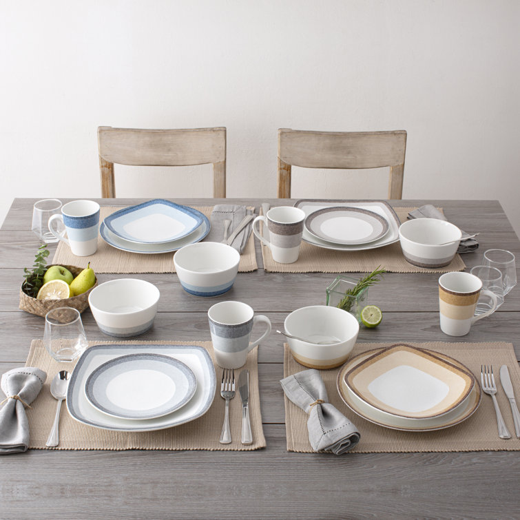 Canyon White Porcelain 4-Piece Textured Breakfast Set