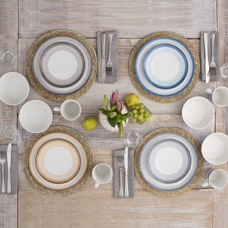 Canyon White Porcelain 4-Piece Textured Breakfast Set