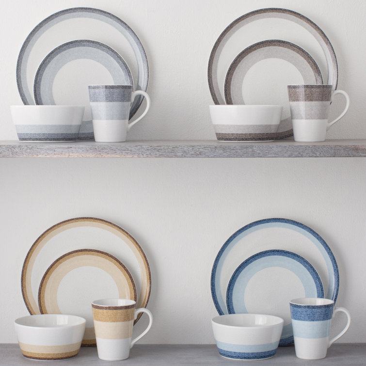 Canyon White Porcelain 4-Piece Textured Breakfast Set