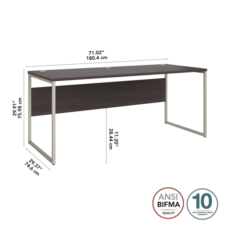 Storm Gray 71'' Contemporary Home Office Desk with Drawer and Filing Cabinet