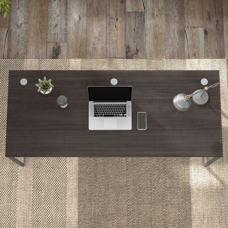 Storm Gray 71'' Contemporary Home Office Desk with Drawer and Filing Cabinet