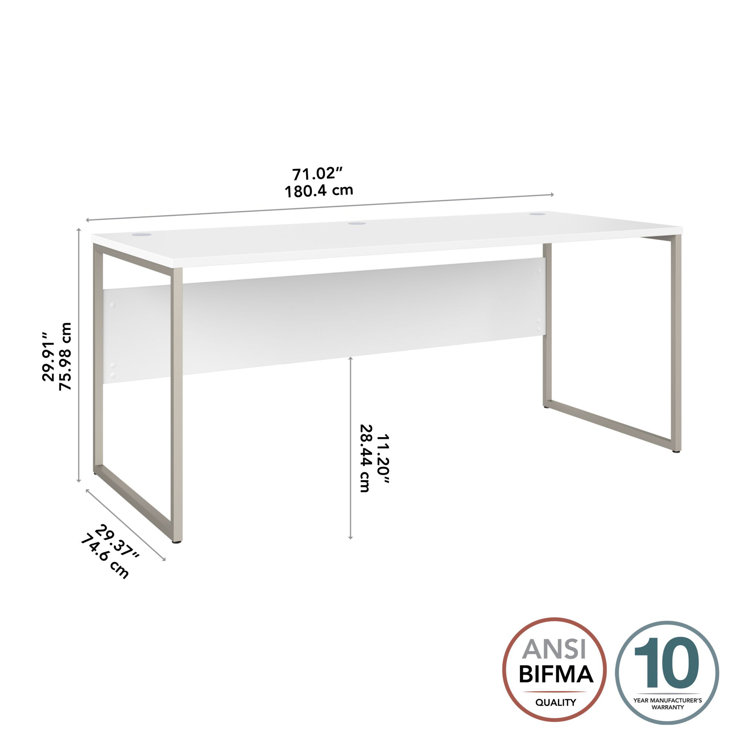 Contemporary 71'' White Corner Office Desk with Metal Legs and Drawer
