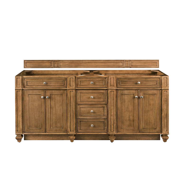 Saddle Brown 72" Double Freestanding Bathroom Vanity Base with Veneer