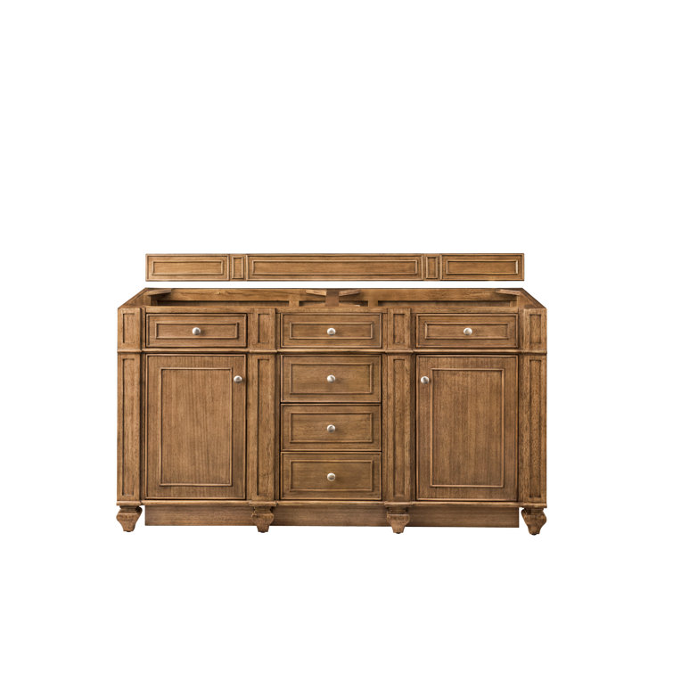Saddle Brown 60" Double Freestanding Vanity Base with Veneer