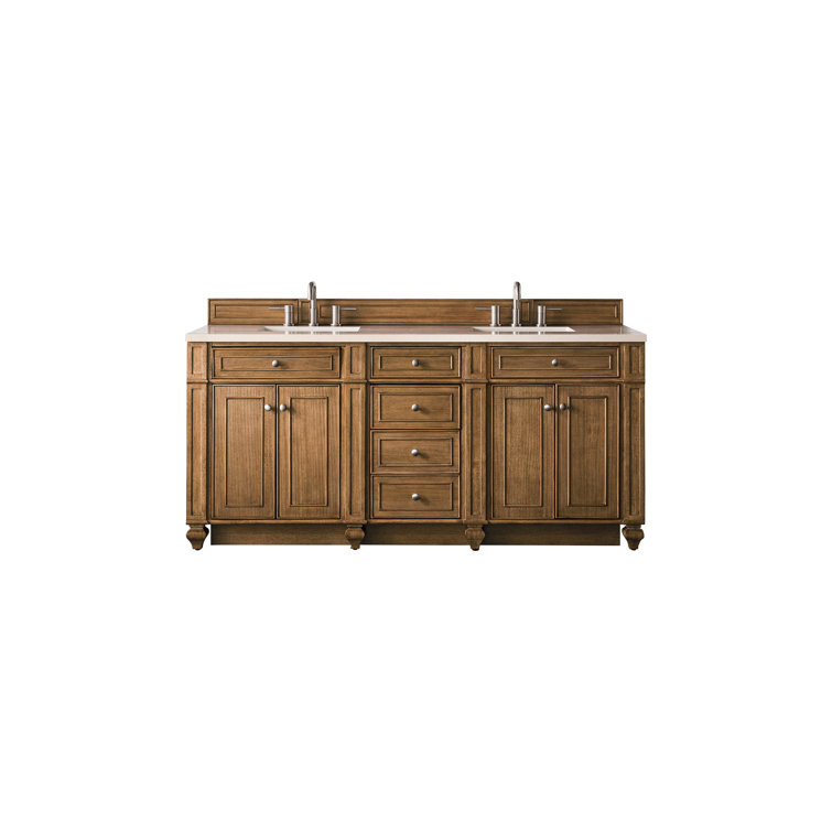 Saddle Brown 72" Double Freestanding Bathroom Vanity Base with Veneer