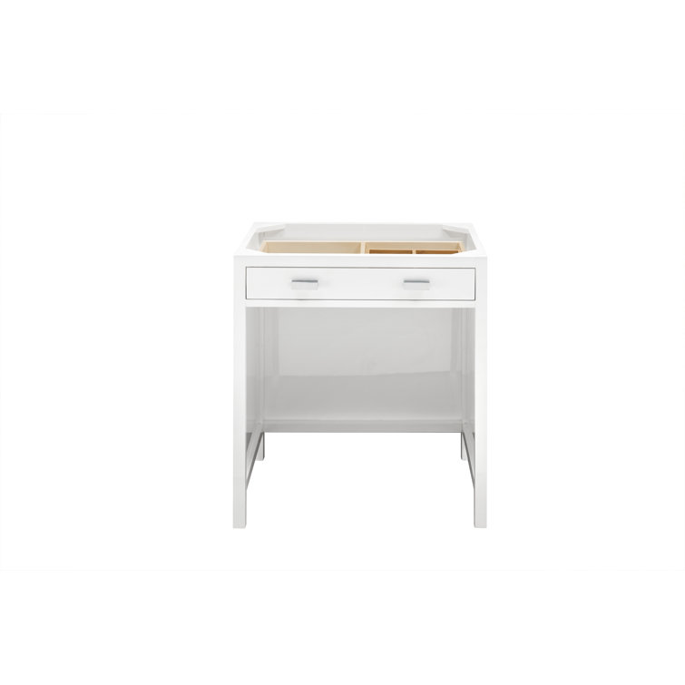 Glossy White Parawood Freestanding Vanity with Storage