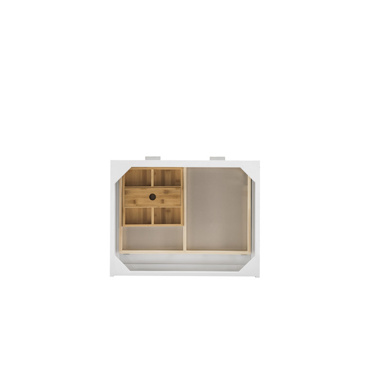 Glossy White Parawood Freestanding Vanity with Storage