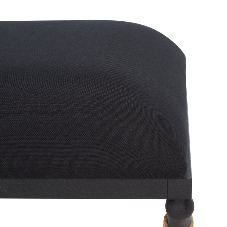 Carmelo Coastal-Chic Beige Cushioned Bench with Black Iron Base