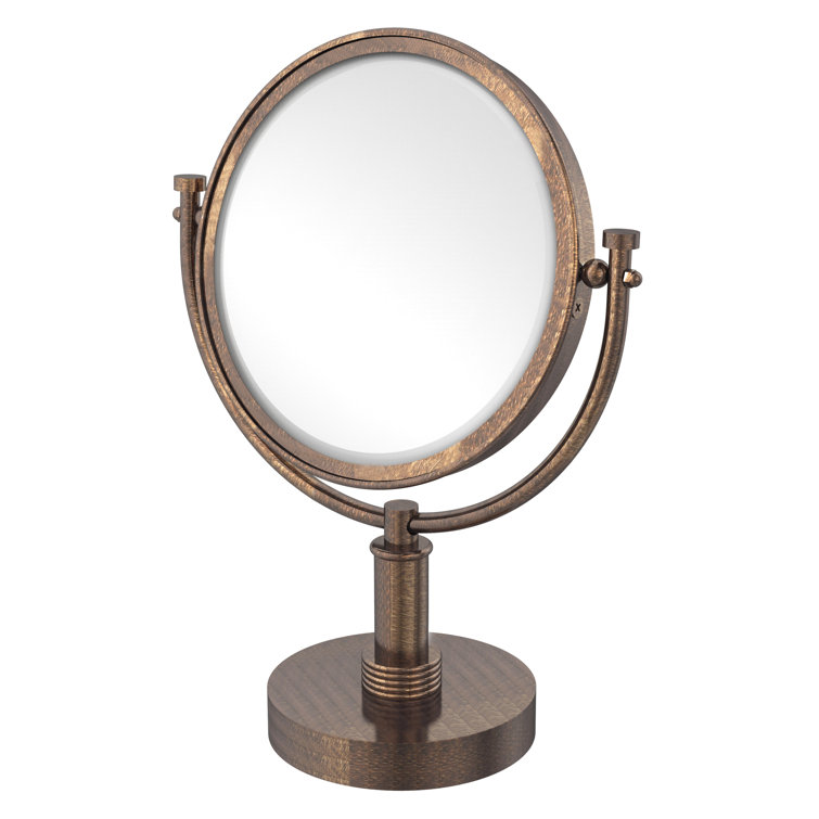 Polished Nickel 8-Inch Vanity Makeup Mirror with 5X Magnification